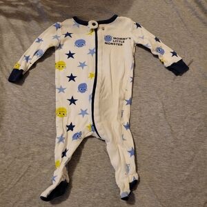 The Children's Place White and Blue Footies One Piece with Stars